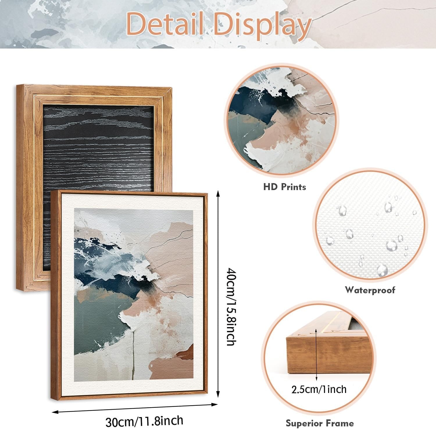 3 Panel Pastel Abstract Canvas Wall Art 30x40cm Framed Set