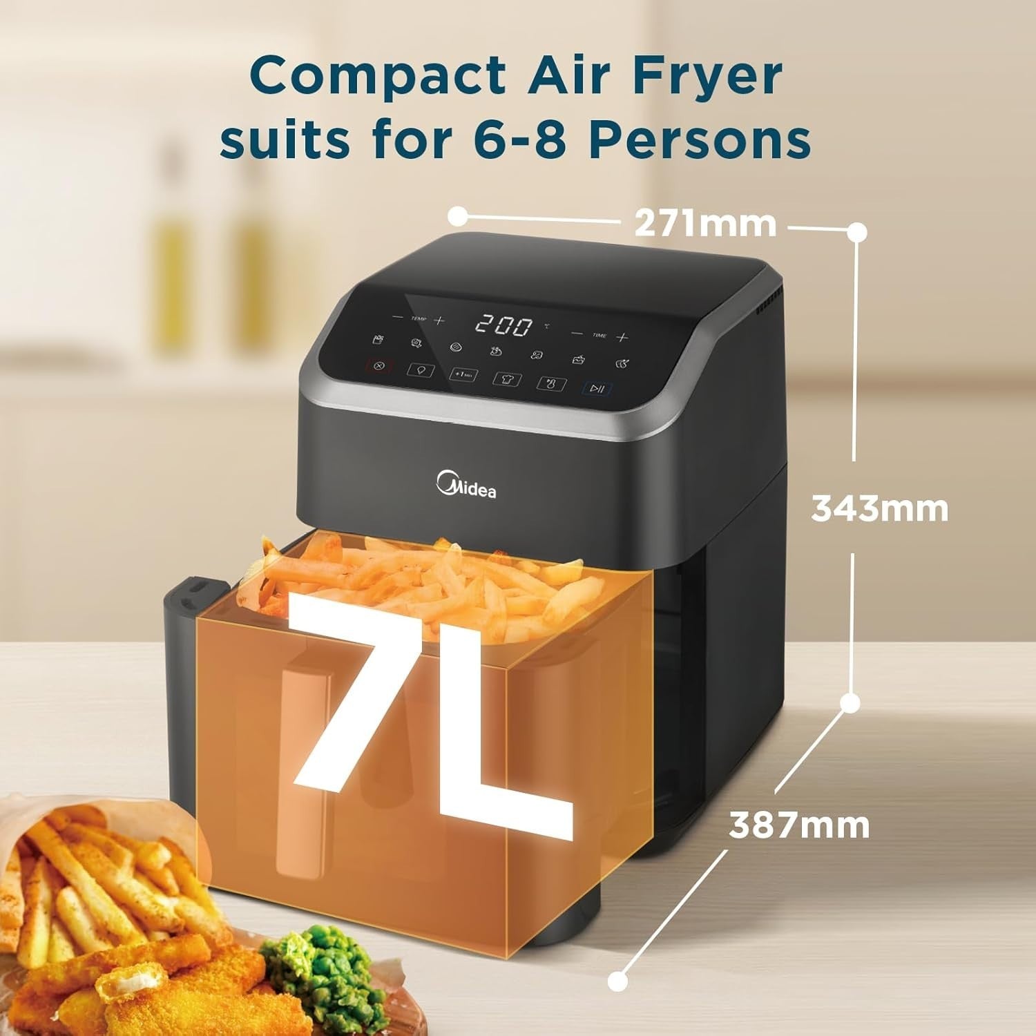 7L Air Fryer with Window | 7 Presets, 1600W, Oil-Free, Dishwasher Safe