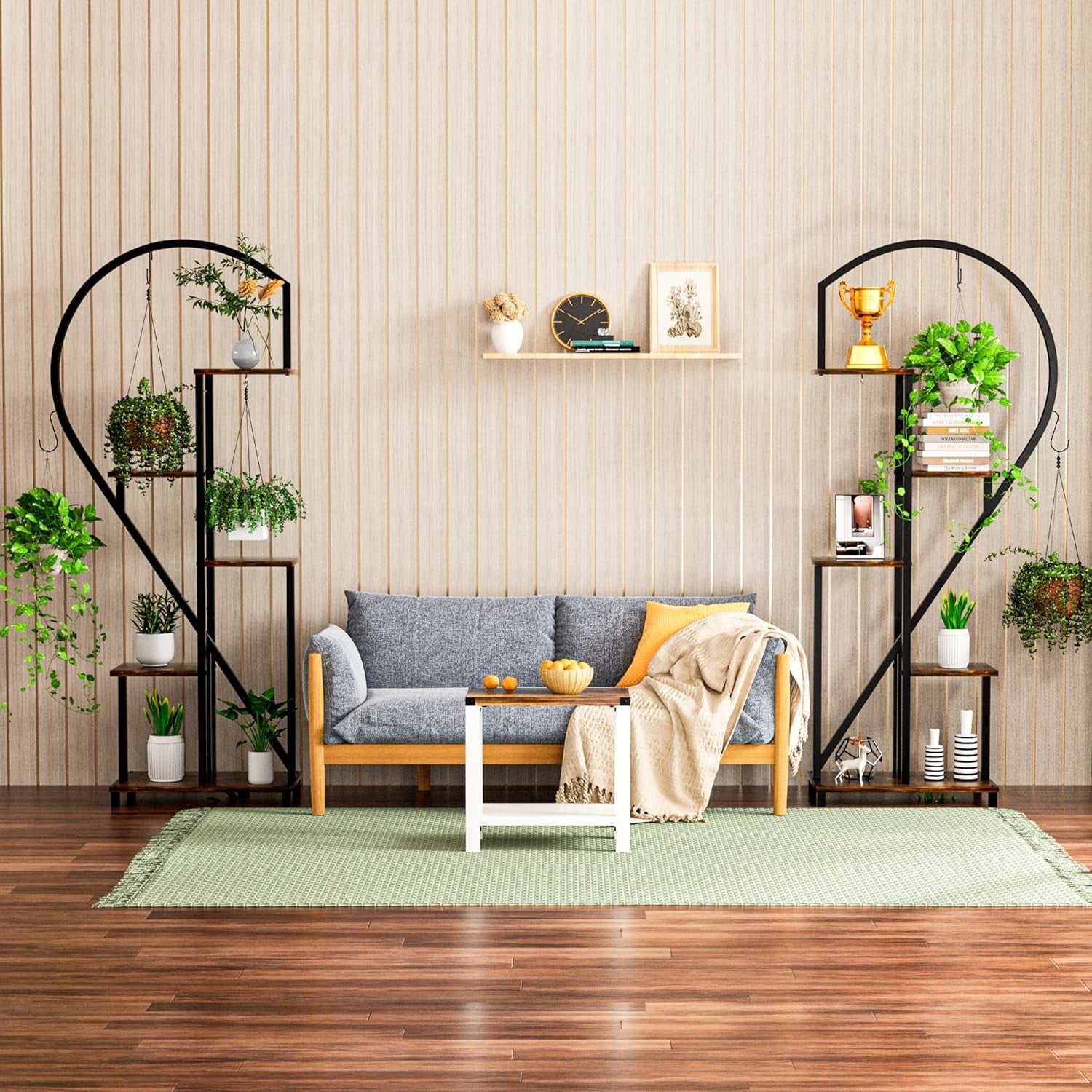 71in Half Moon Metal Plant Stand 6 Tier Tall Flower Shelf Indoor Outdoor Rack