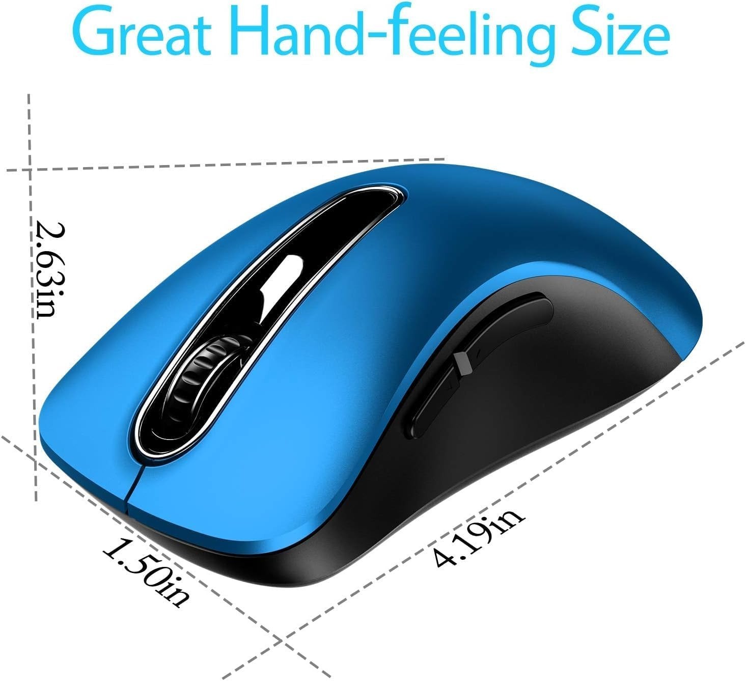 Blue 2.4G Wireless Mouse 1400 DPI Optical USB 5-Button Laptop PC