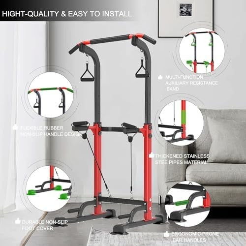 Adjustable Pull Up & Dip Station Power Tower Home Gym Rack