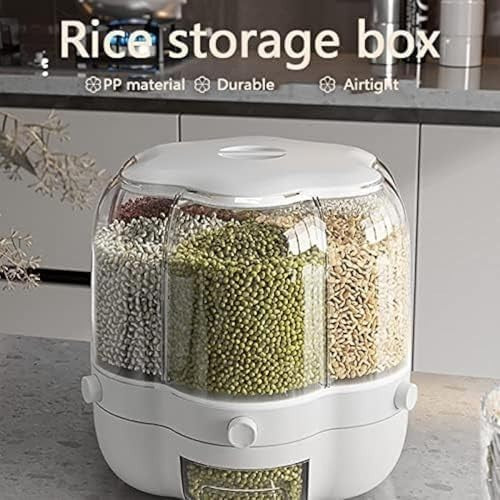 6 Grid Rotating Rice Dispenser Airtight Cereal Storage Container