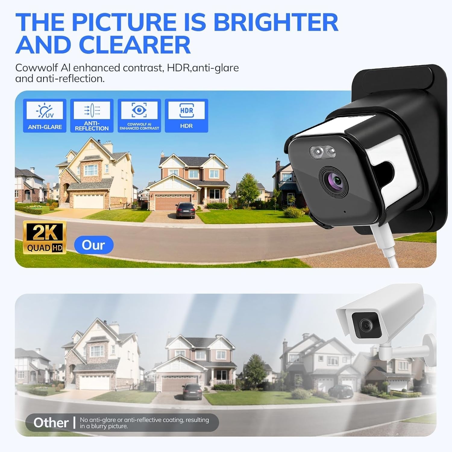 2K Window Camera Outdoor View WiFi 5GHz AI Color Night Vision CCTV