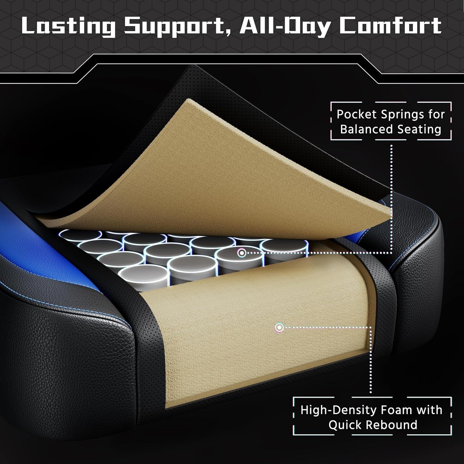 Ergonomic Gaming Chair Footrest Massage Lumbar Support