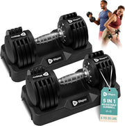 Adjustable Dial Dumbbell Set Quick Change Rotating Weights Compact Home Gym