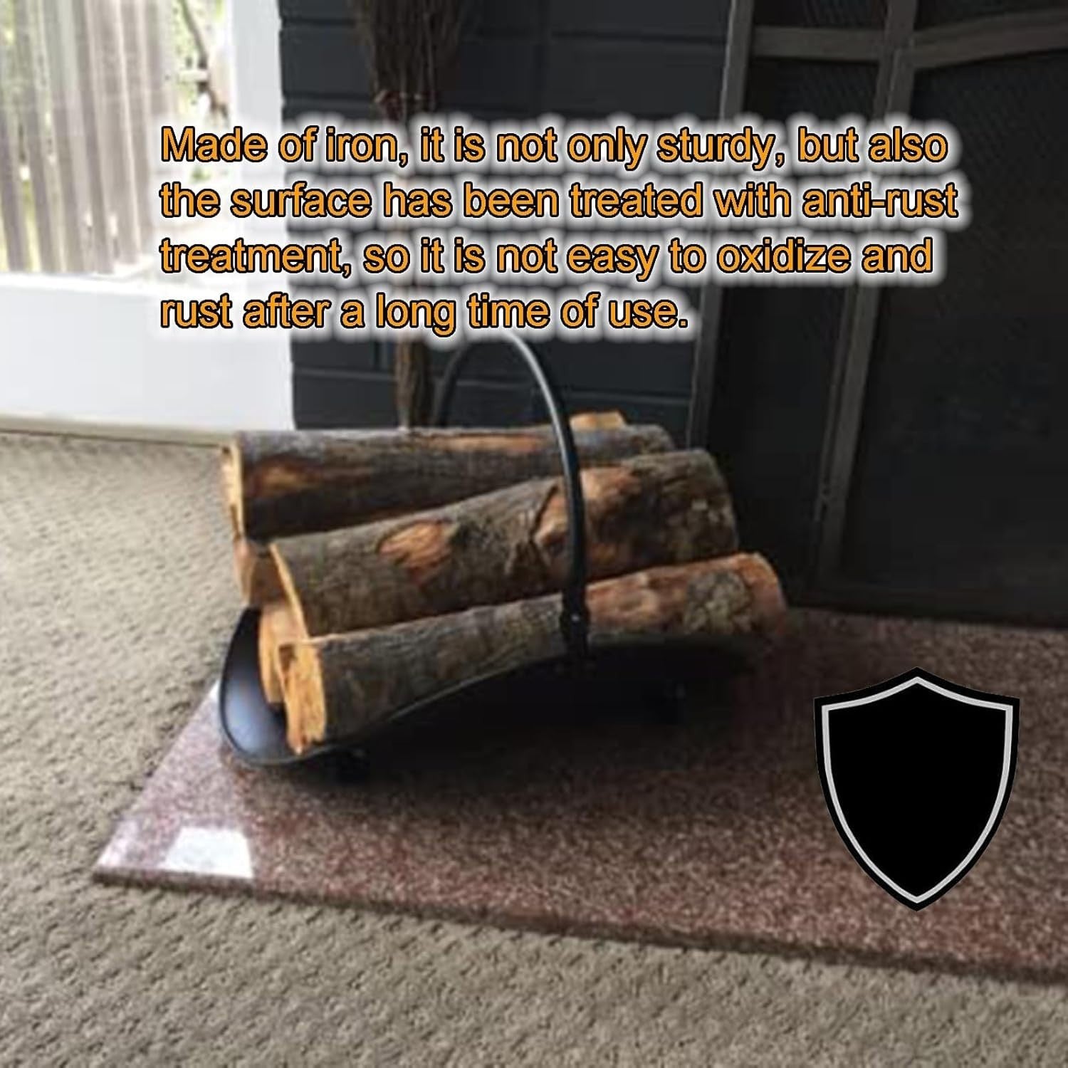Firewood Carrier Log Holder Metal Basket Indoor Wood Rack 17"x16.5"x12.6
