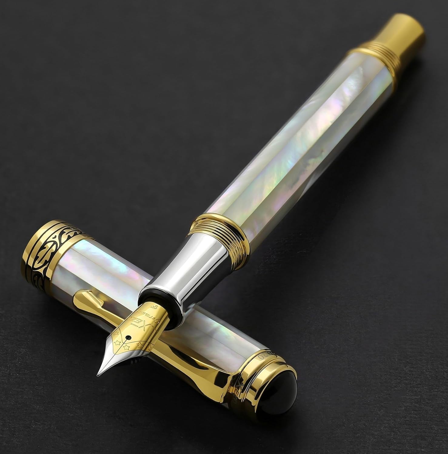 Luxury White Mother of Pearl Fountain Pen Fine Nib Refillable 145mm