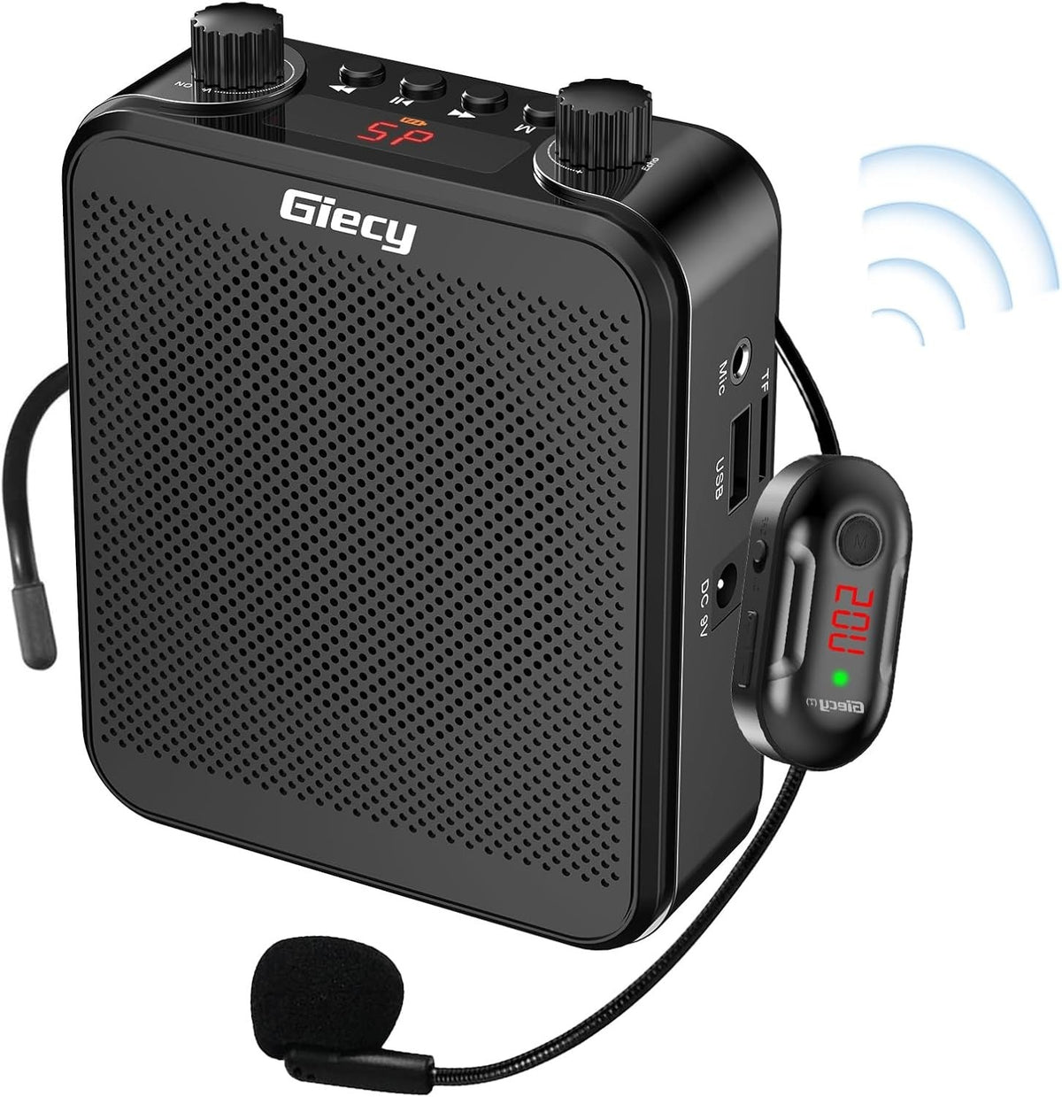 30W Portable Voice Amplifier UHF Wireless Mic Bluetooth Rechargeable