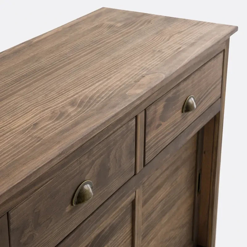 Solid Pine Triple Sideboard Unit with Drawers & Sliding Doors 172cm