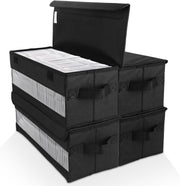 4 Pack CD DVD Storage Boxes Stackable Fabric Organizer Cases with Lids