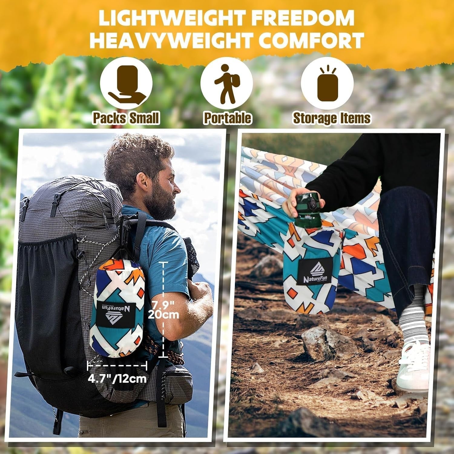 Camping Hammock 300kg Load | Quick Dry, Breathable, Compact 275x140cm