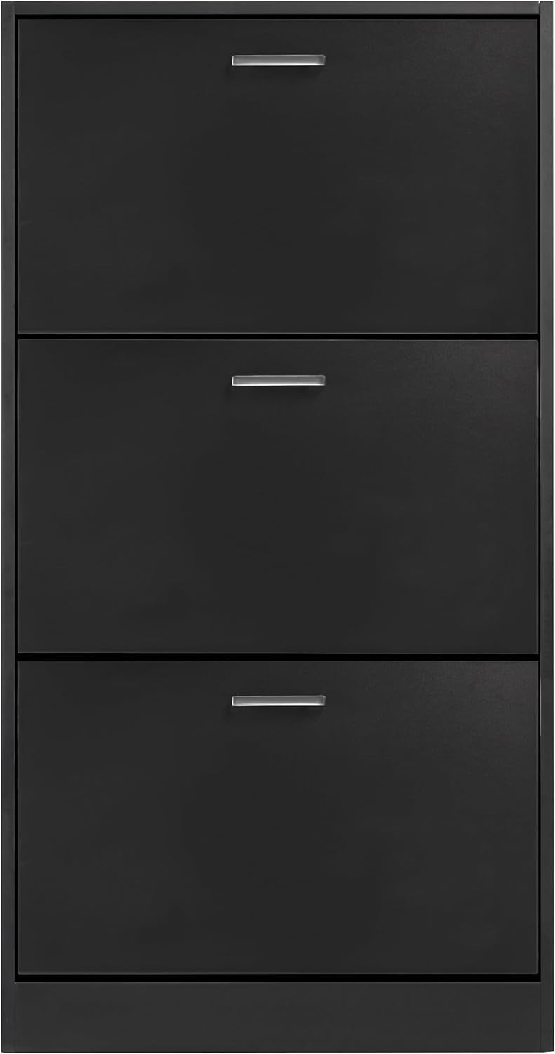 3 Tier Shoe Storage Cabinet Space Saving Organiser with Pull Down Drawers