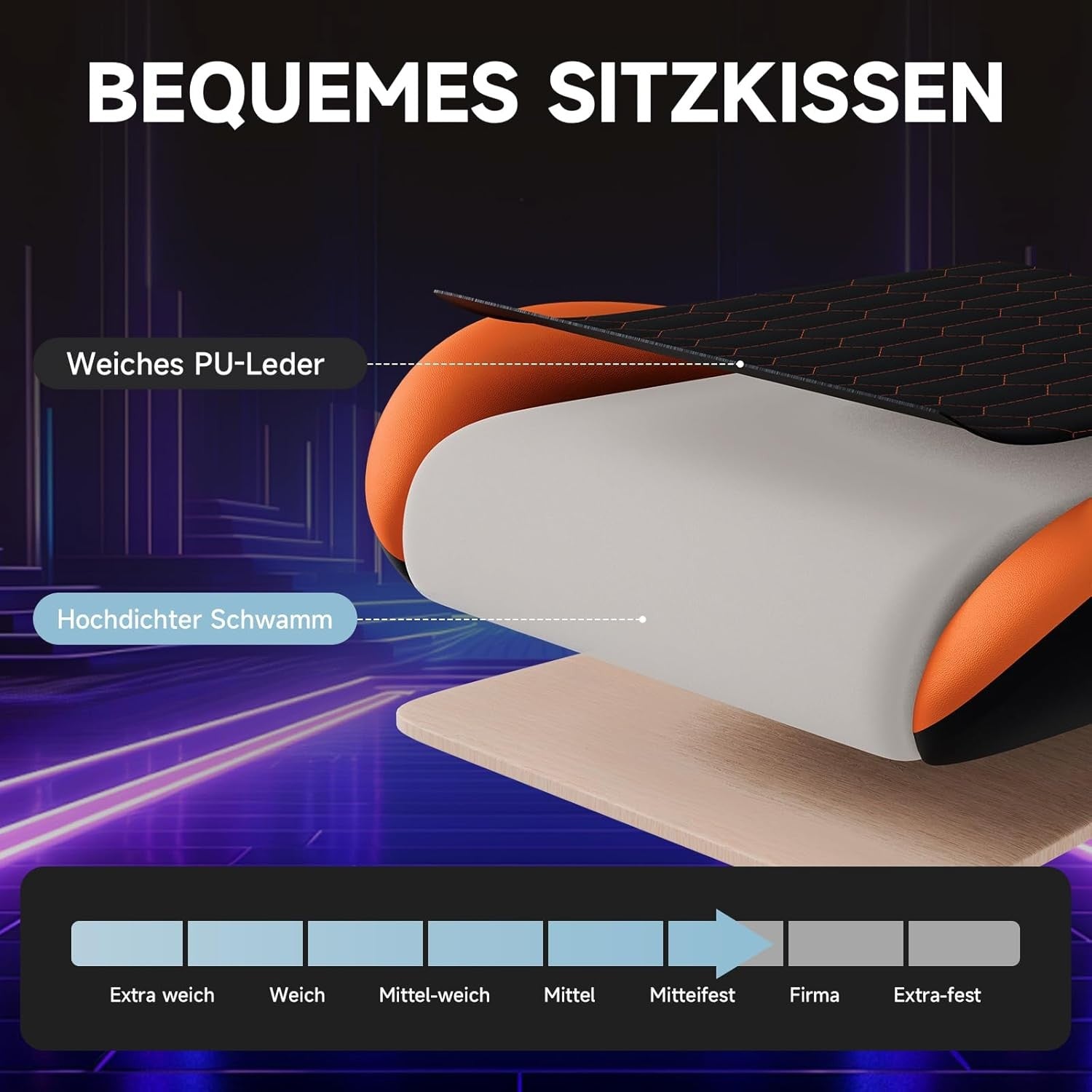 Ergonomic Gaming Chair w/ Footrest & Lumbar Support Black Orange