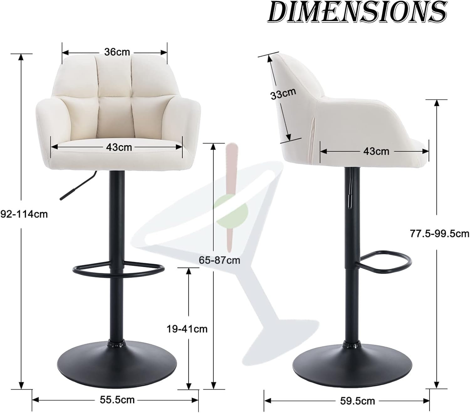 Set of 2 Velvet Swivel Bar Stools Adjustable Height Beige