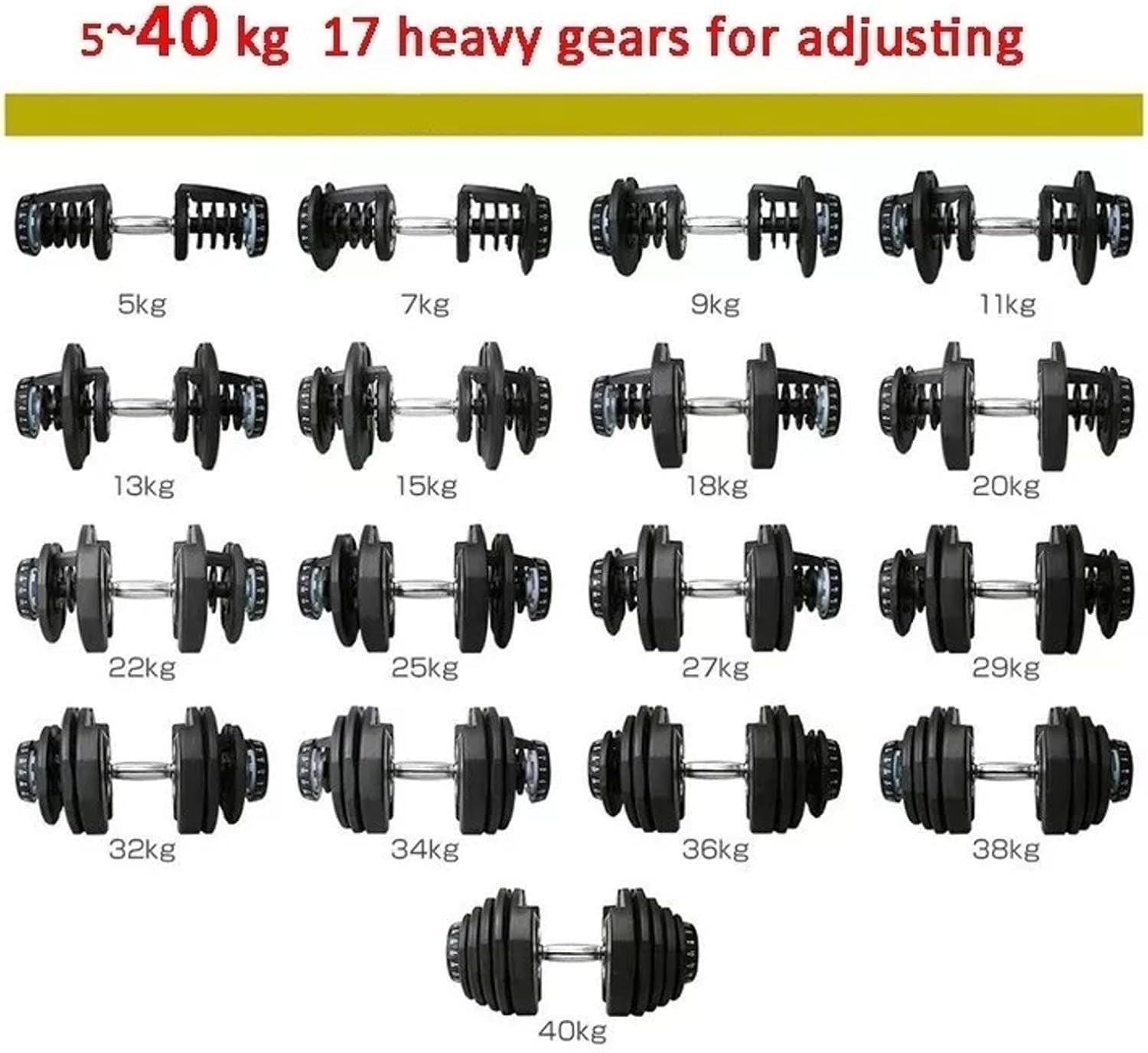 Adjustable Dial Dumbbell Set 24kg or 40kg Quick Change Home Gym Weights