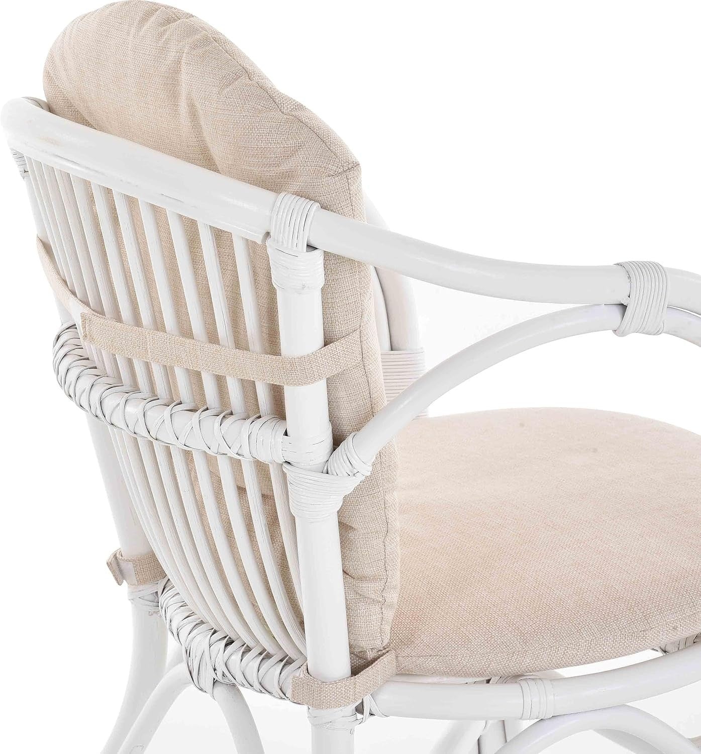 White Rattan Wicker Armchair With Cushions Scandinavian Indoor Accent Chair