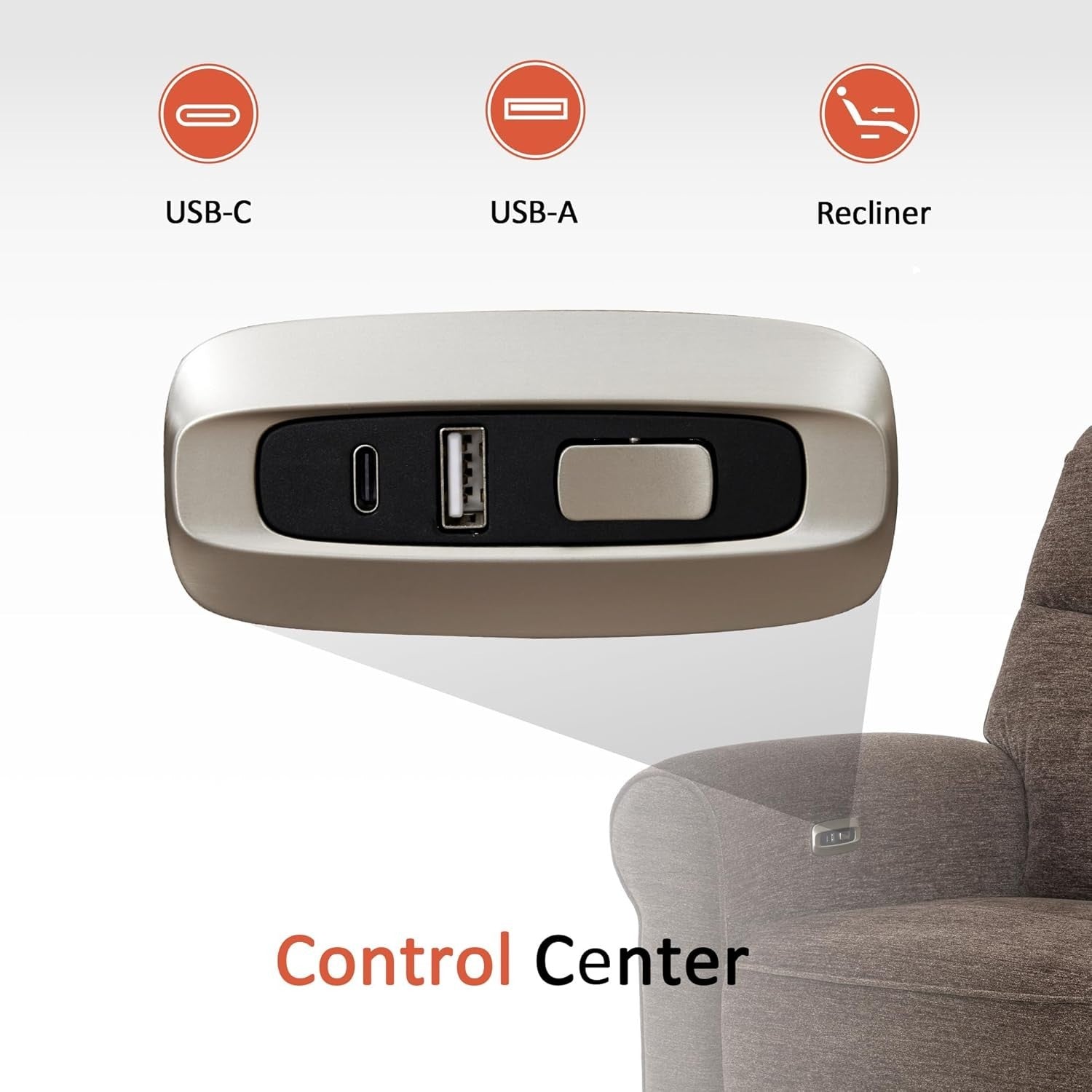 Wall Hugger Recliner Chair Small Space RV Compact Electric USB Fabric Medium