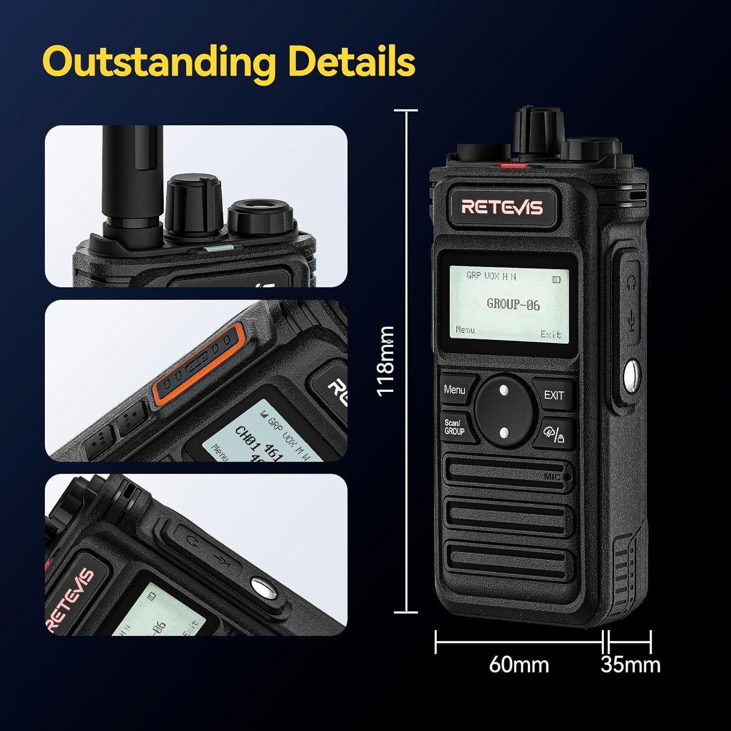 Walkie Talkies 6 Pack Long Range LCD Group Call 2600mAh 6-Way Charger