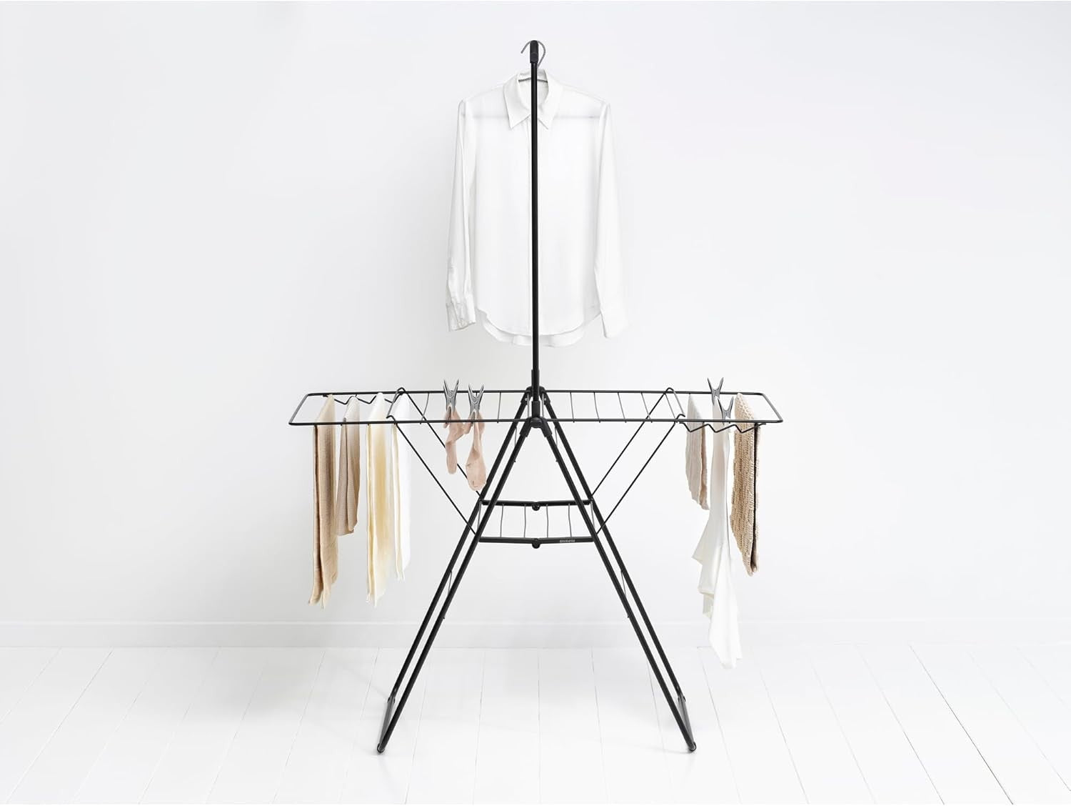 20m Clothes Airer with Hanger Rod Folding Indoor Drying Rack Matt Black