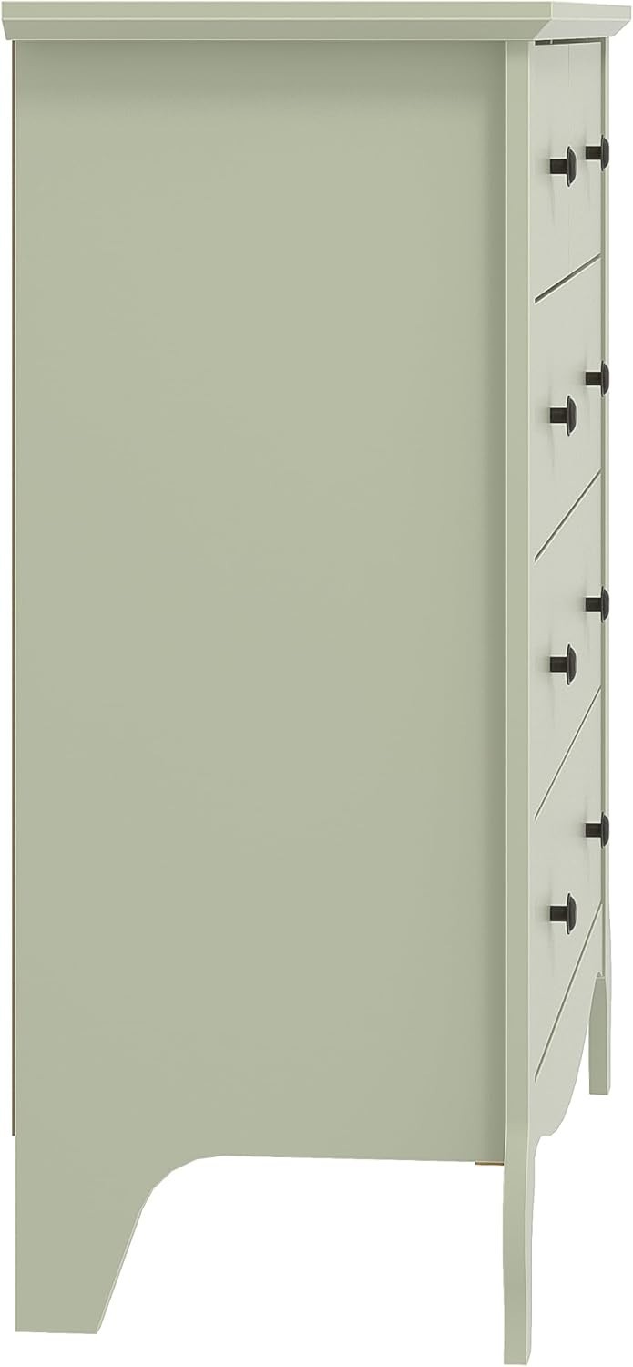 Sage Green 5 Drawer Chest Storage Cabinet Hallway Bedroom Modern Slimline