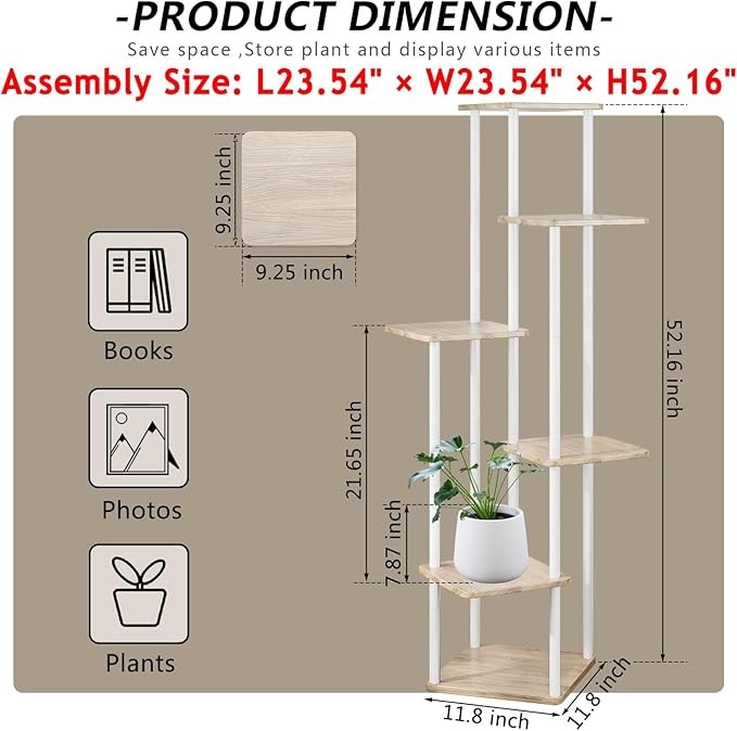 6 Tier White Metal Plant Stand Indoor Outdoor Corner Tall Flower Shelf Rack