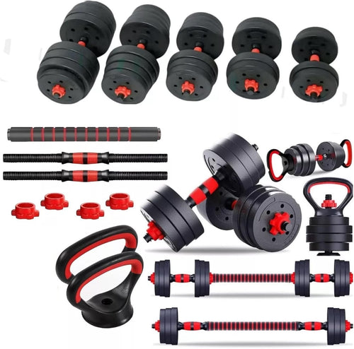 6-in-1 Adjustable Dumbbell Barbell Kettlebell Set 20kg Home Gym Weights