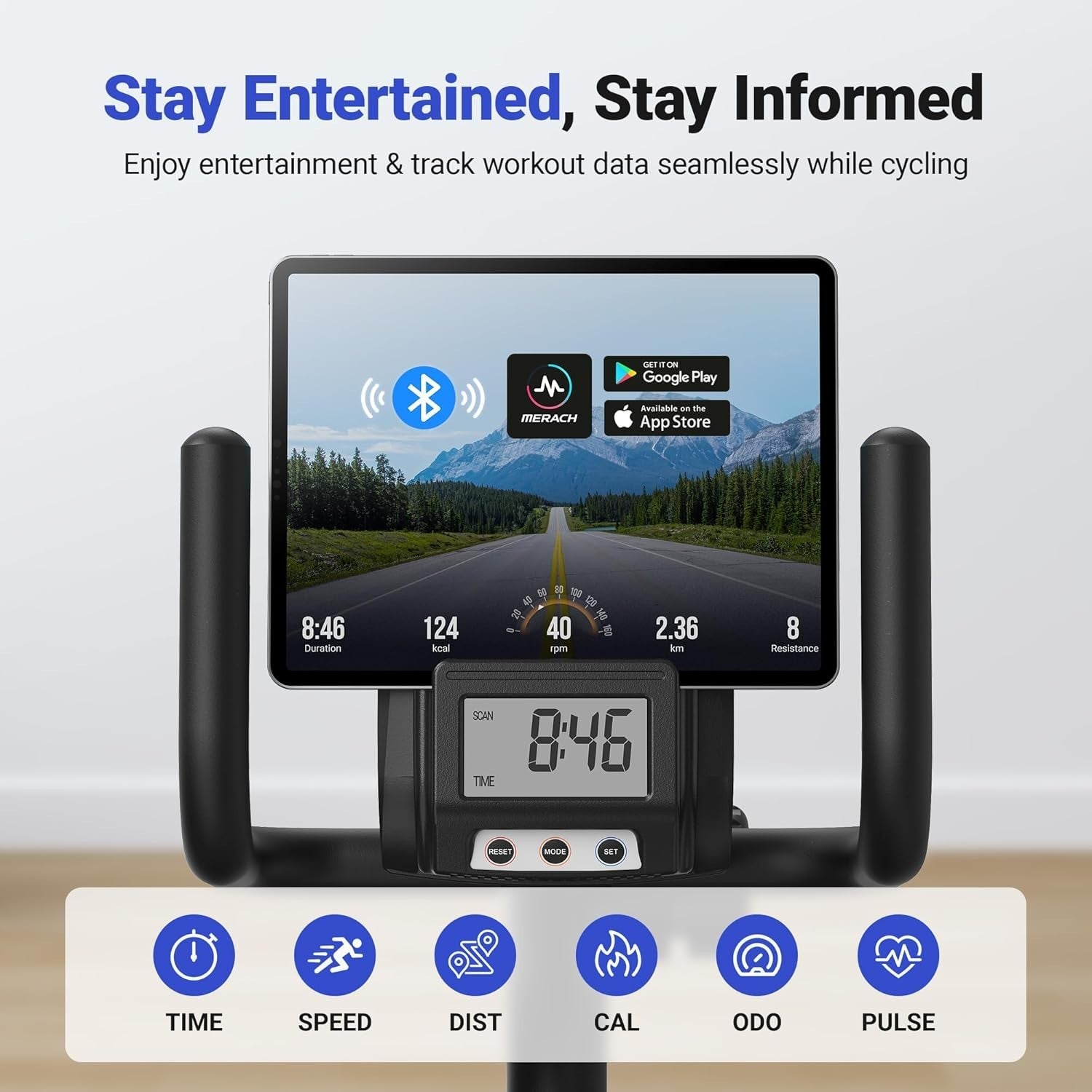 Recumbent Exercise Bike Bluetooth App LCD Heart Rate Quiet Magnetic Home Gym