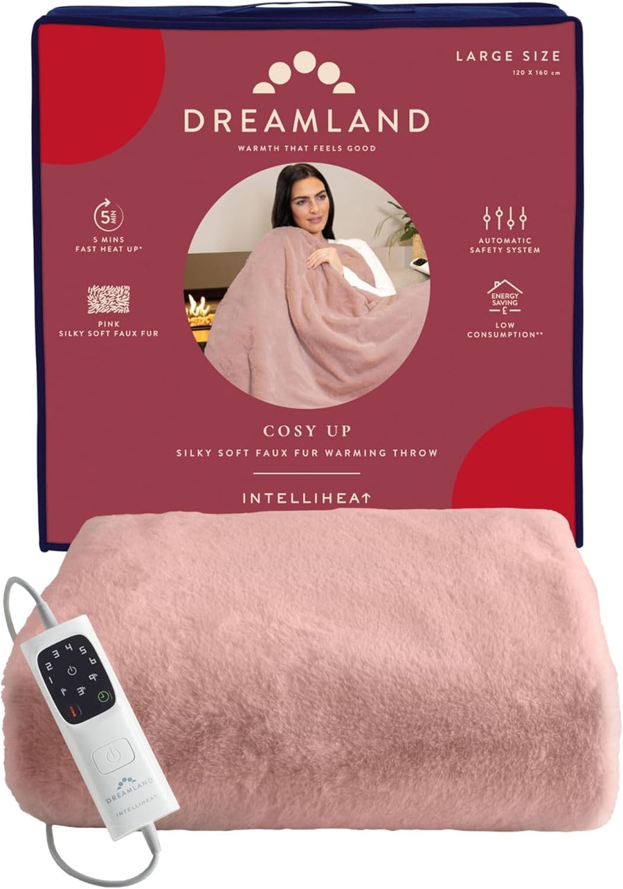 Electric Heated Throw Blanket 160x120cm Faux Fur 6 Heat Settings