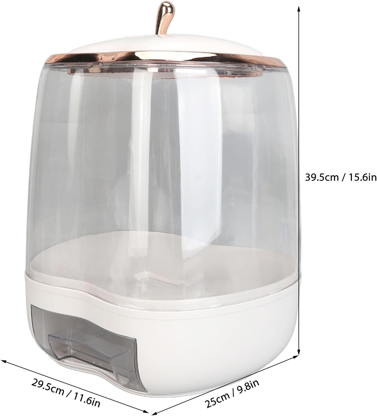 10KG Rice Dispenser Transparent Storage Bin Airtight Grain Container