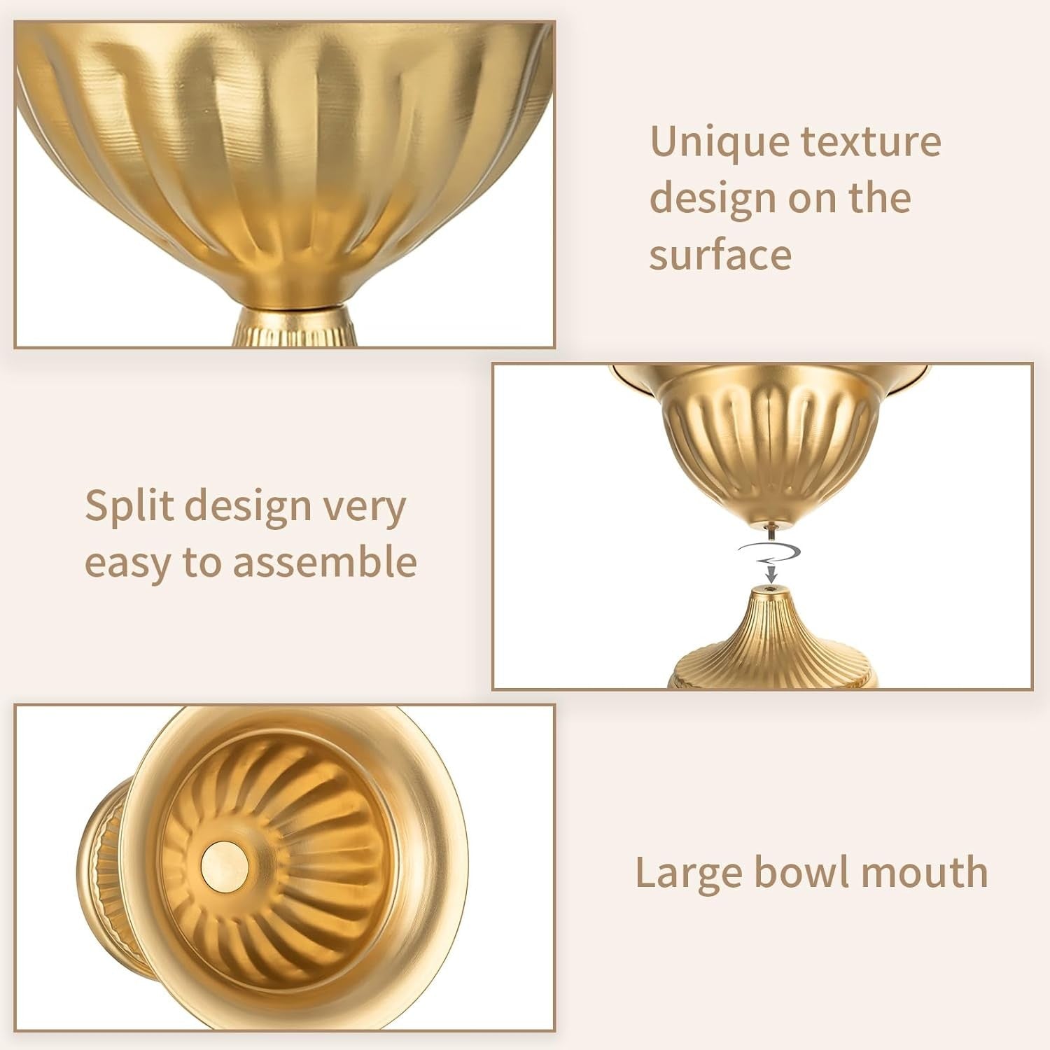Gold Metal Urn Vase Set of 2 Wedding Table Centerpieces Floral Planters