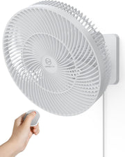 12" Wall Mount Fan Remote Control 4-Speed Quiet Cool Adjustable Tilt Timer White