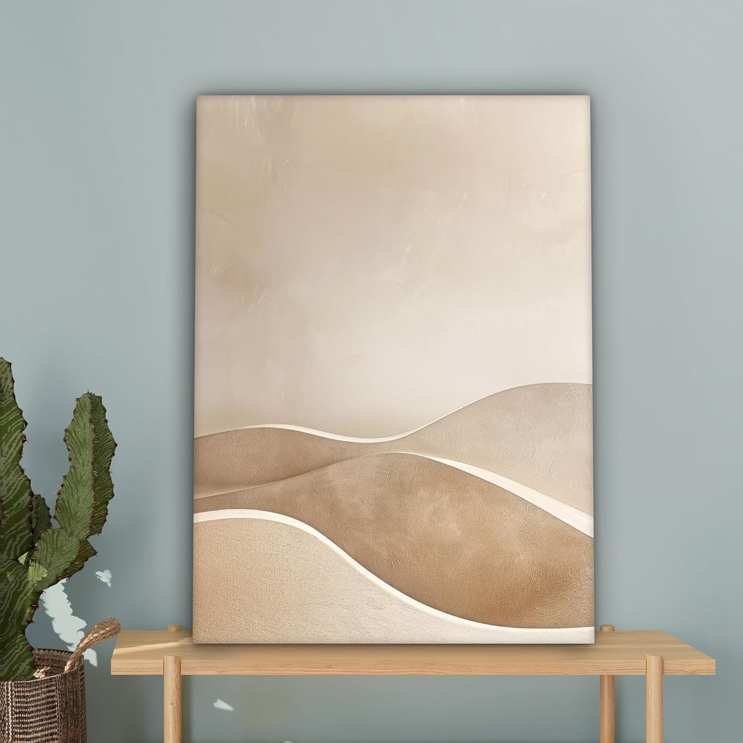 Large Framed Canvas Wall Art 50x70cm Beige Hills Abstract