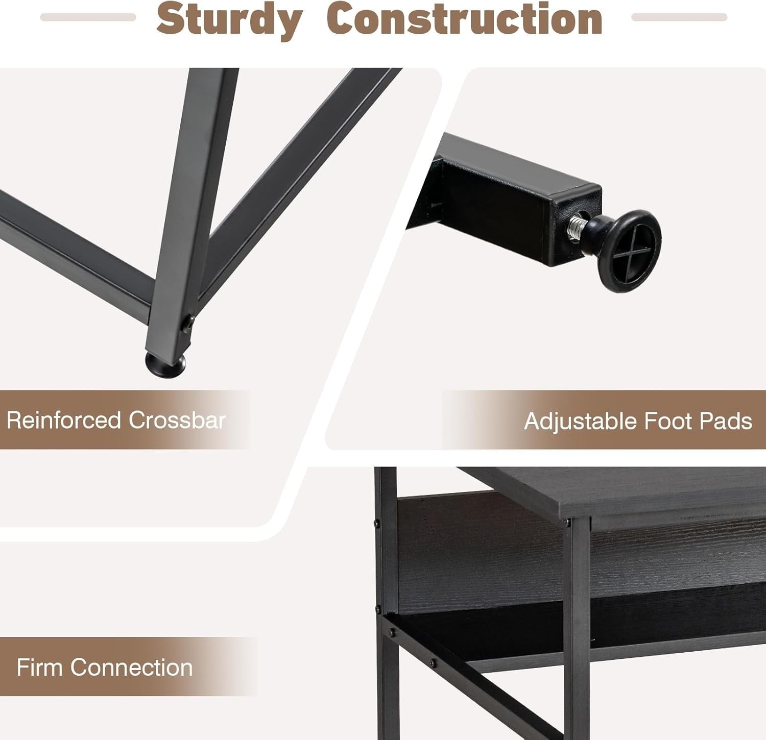 Black Computer Desk 120x60cm Wooden Study Table with Power Outlet & Shelf
