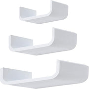 Modern U-Shaped Floating Shelves Set | White Wall Mounted Storage Display