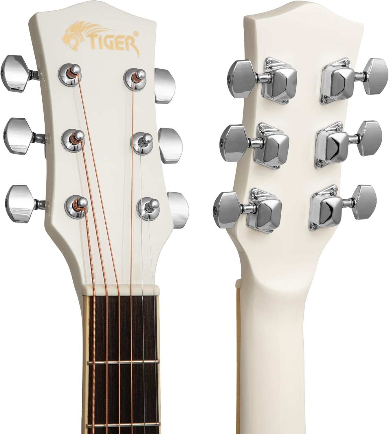 3/4 Acoustic Guitar Starter Kit Steel Strings White with Bag