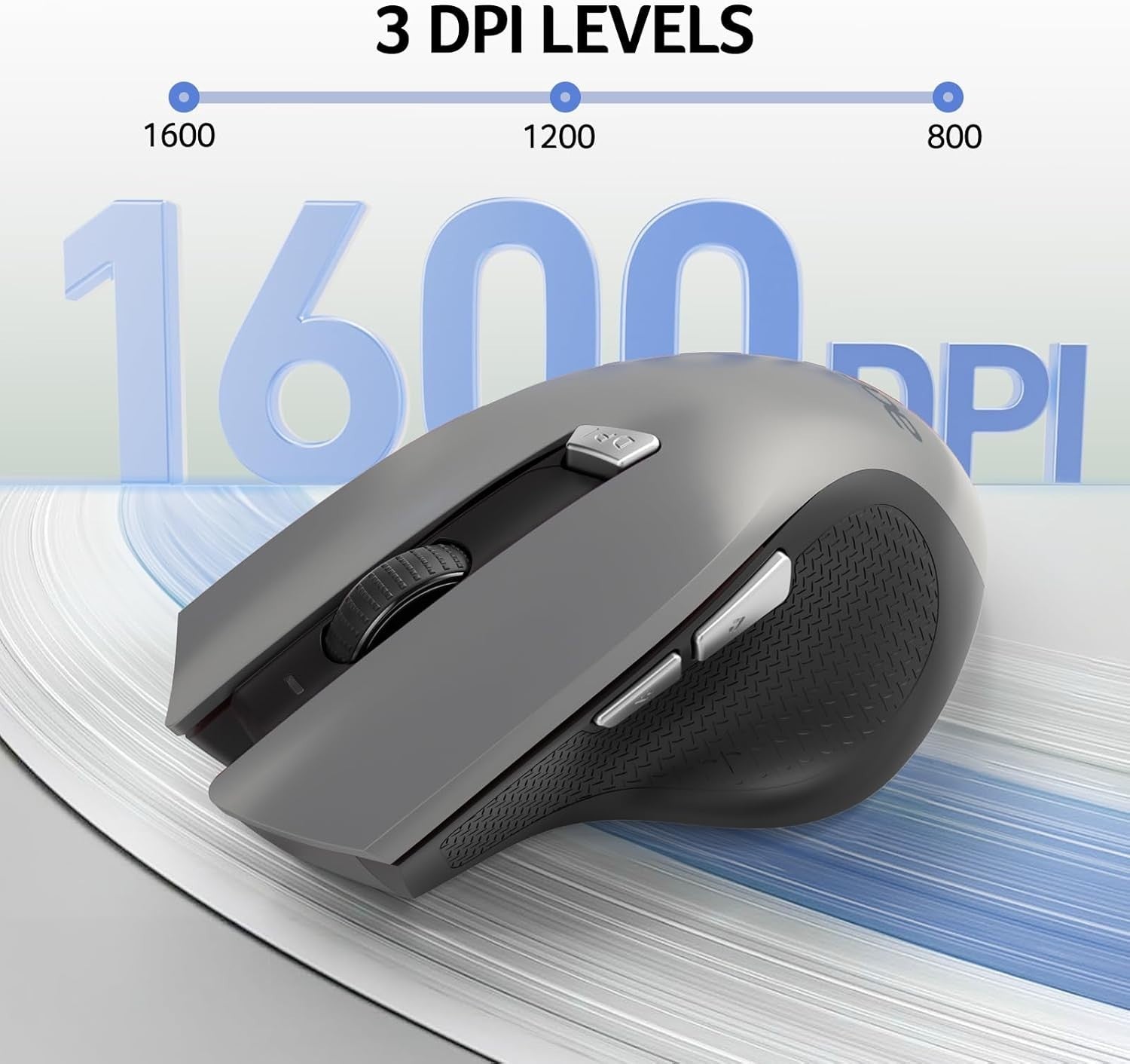 Ergonomic Wireless Mouse 2.4GHz 6-Button Adjustable DPI for Laptop PC