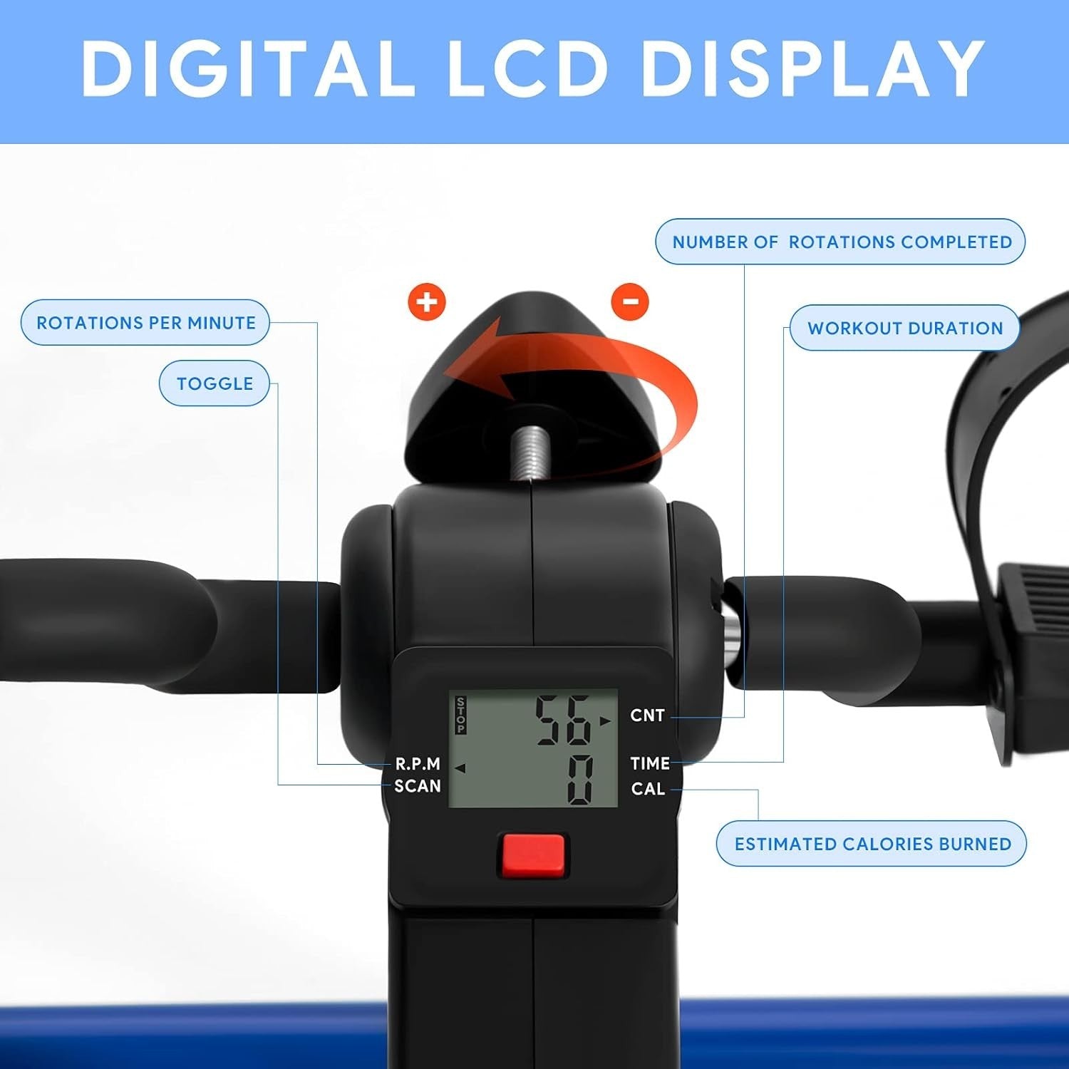 Portable Folding Pedal Bike LCD Adjustable Seated Arm Leg Trainer