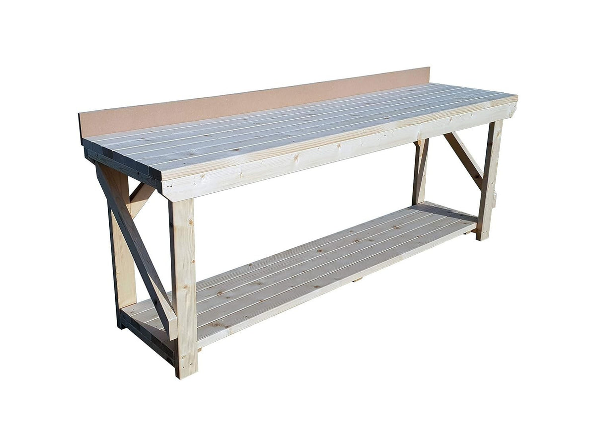 7ft Heavy Duty Wooden Workbench with Rear MDF Upstand – Premium Timber Table