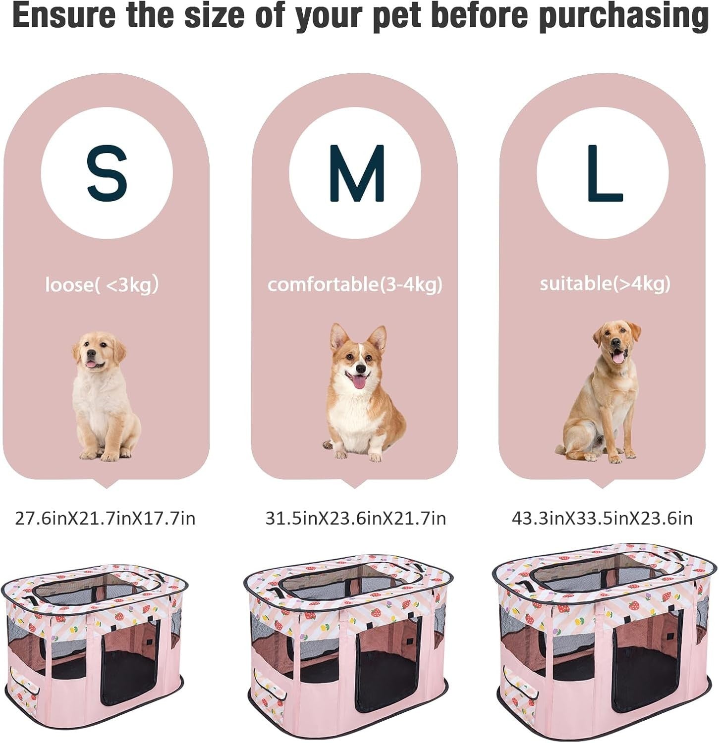 Foldable Pet Playpen Portable Dog Cat Crate,Indoor Outdoor Puppy Tent Medium
