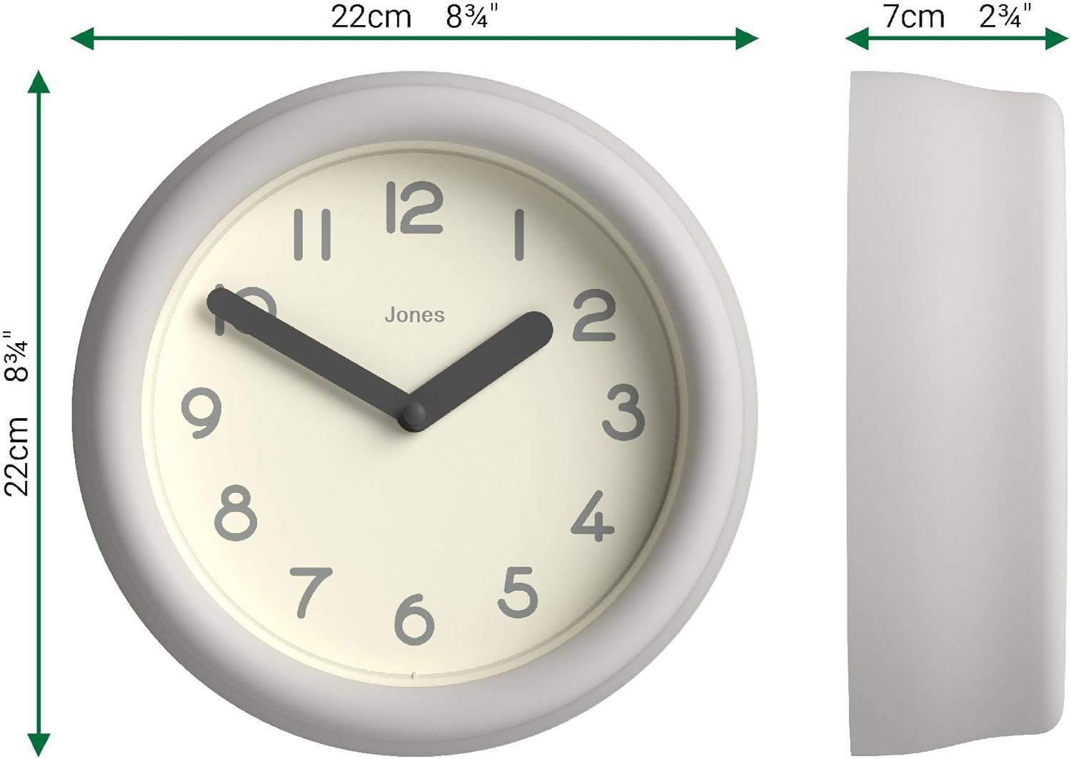 Small Modern Wall Clock 22cm Grey Silent Quartz Round Minimalist Home Decor