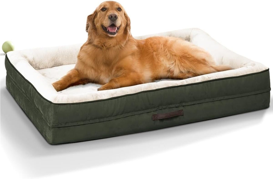 XL Orthopedic Dog Bed Waterproof Washable Bolster 117x76cm