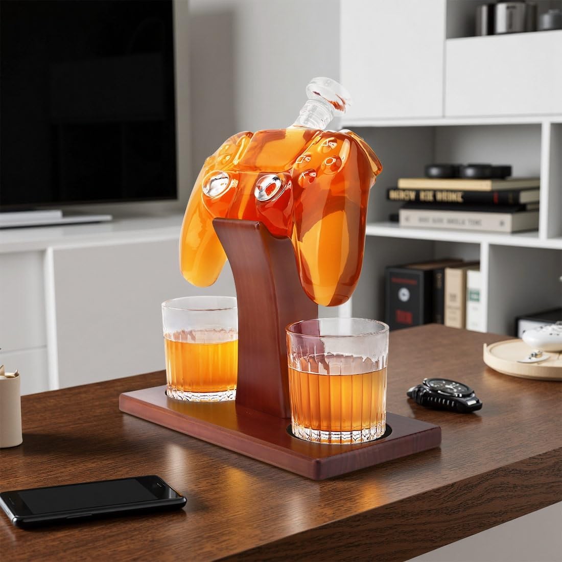 Retro Game Controller Whiskey Decanter Set with Glasses | 750ml Gift for Men