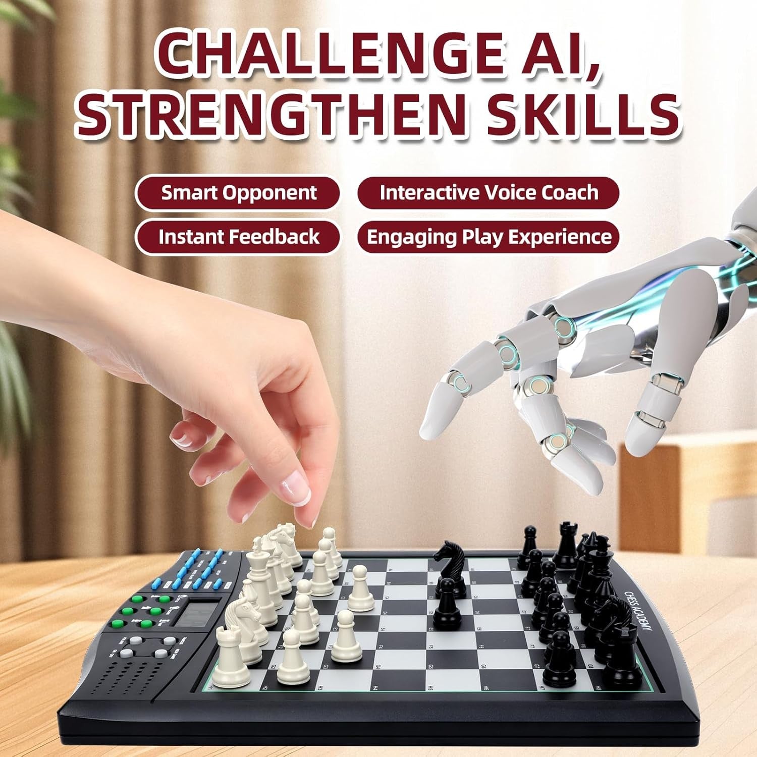2000 ELO Electronic Chess Computer | LCD Display & Voice Tutor | Magnetic Board