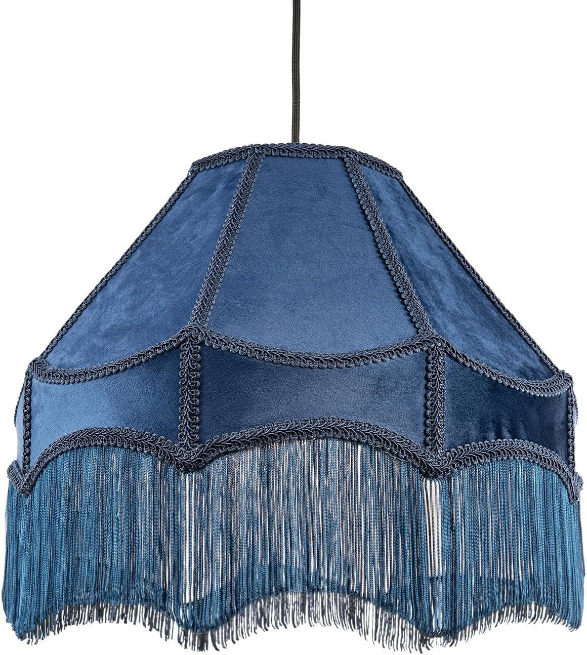 Victorian Empire Velvet Lampshade Midnight Blue Tassel Pendant 40cm