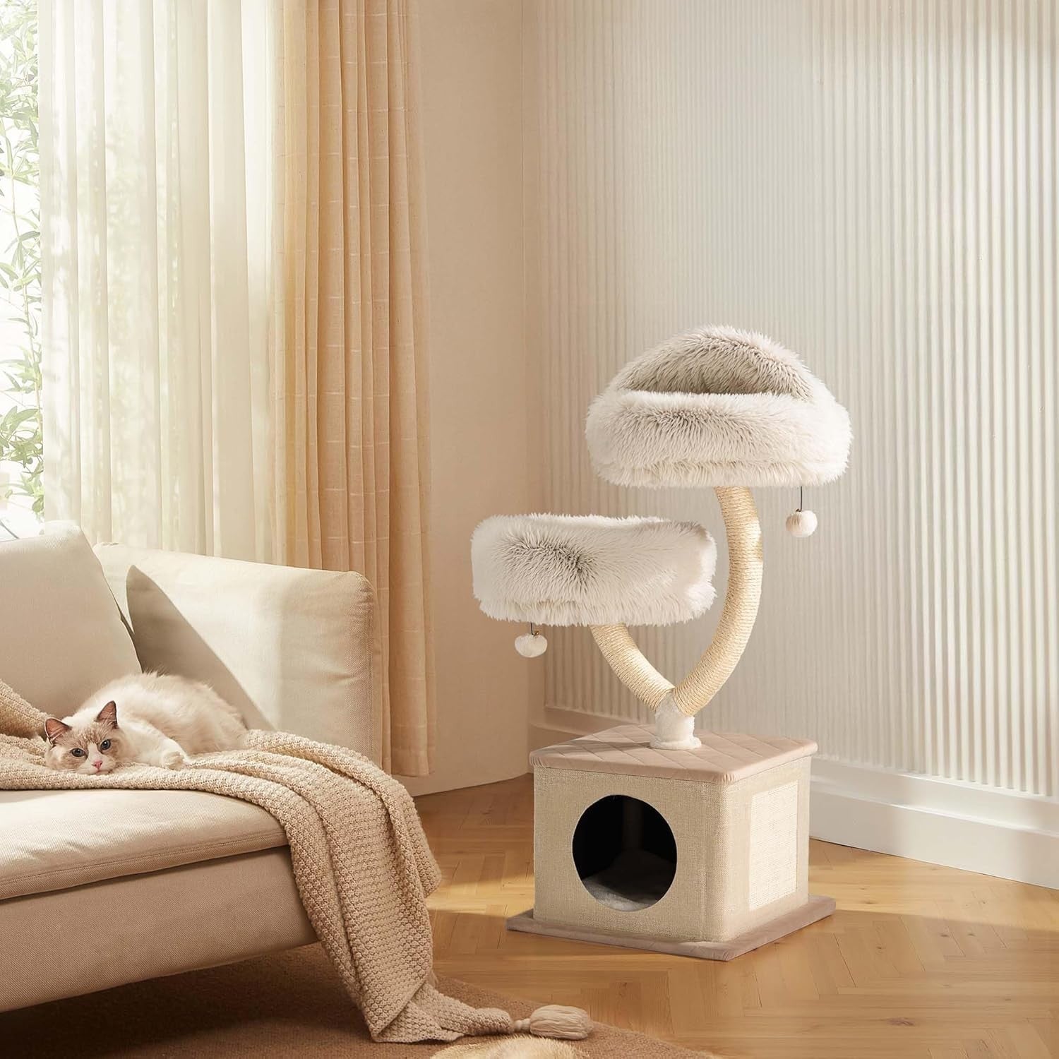 Designer Cat Tree Tower 95cm Branch Style Plush Scratching Post Condo Bed