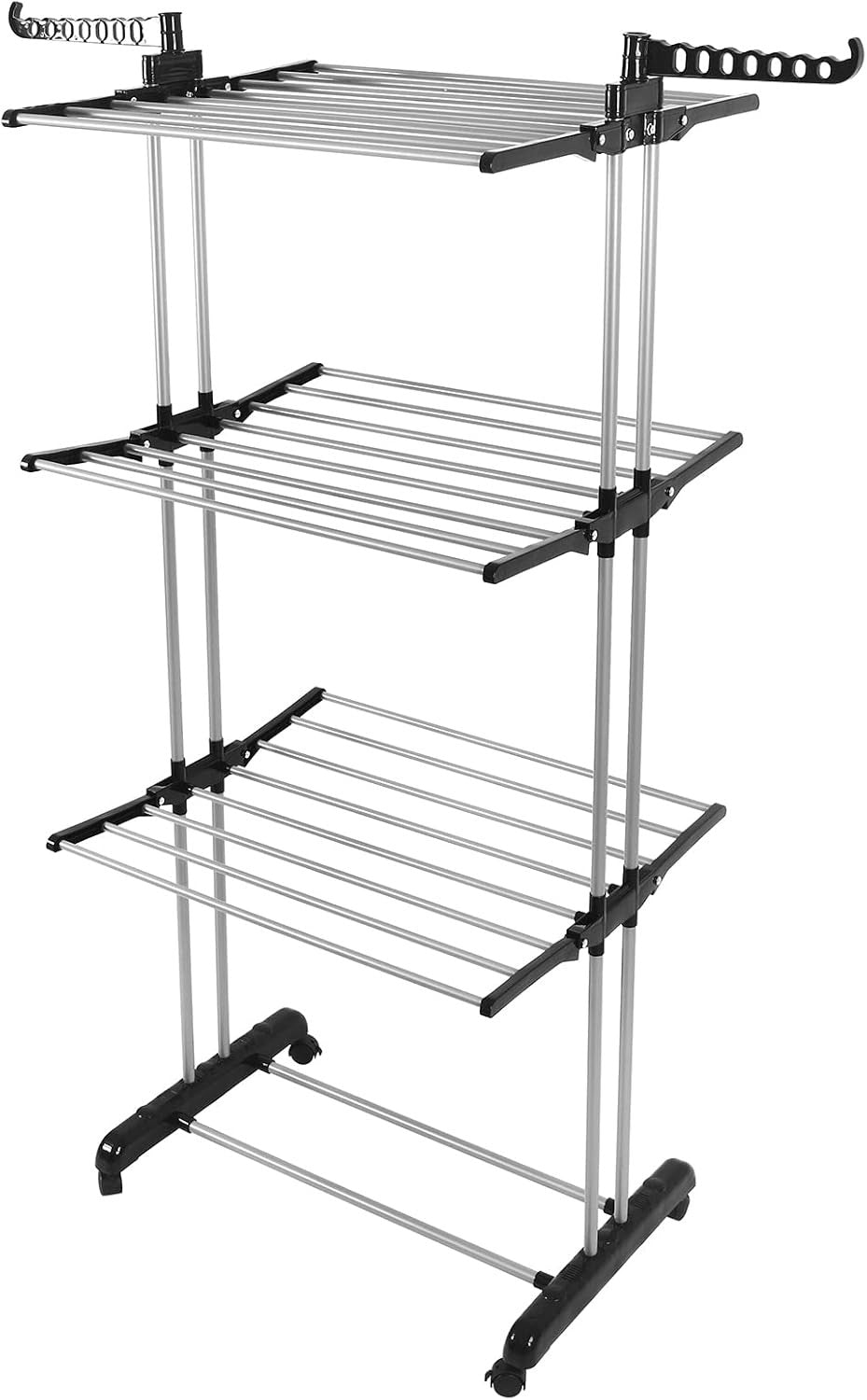 4 Tier Clothes Airer Folding Laundry Drying Rack with Wheels Heavy Duty Indoor