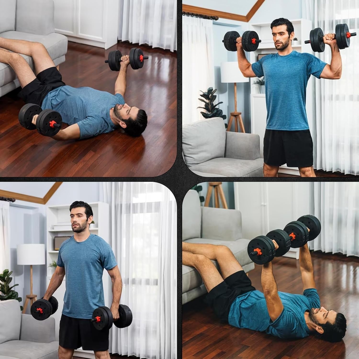2-in-1 Adjustable Dumbbell Barbell Set 15–40kg Cast Iron Home Gym