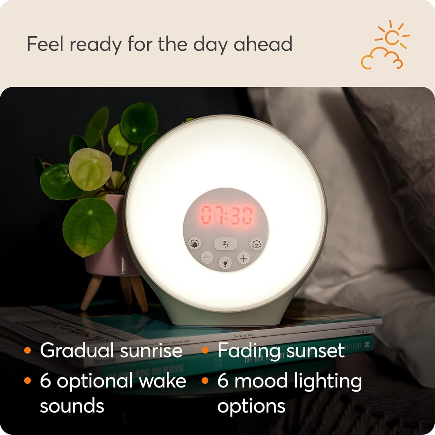Sunrise Alarm Clock Wake Up Light Sunset Sleep Sounds Mood Lighting