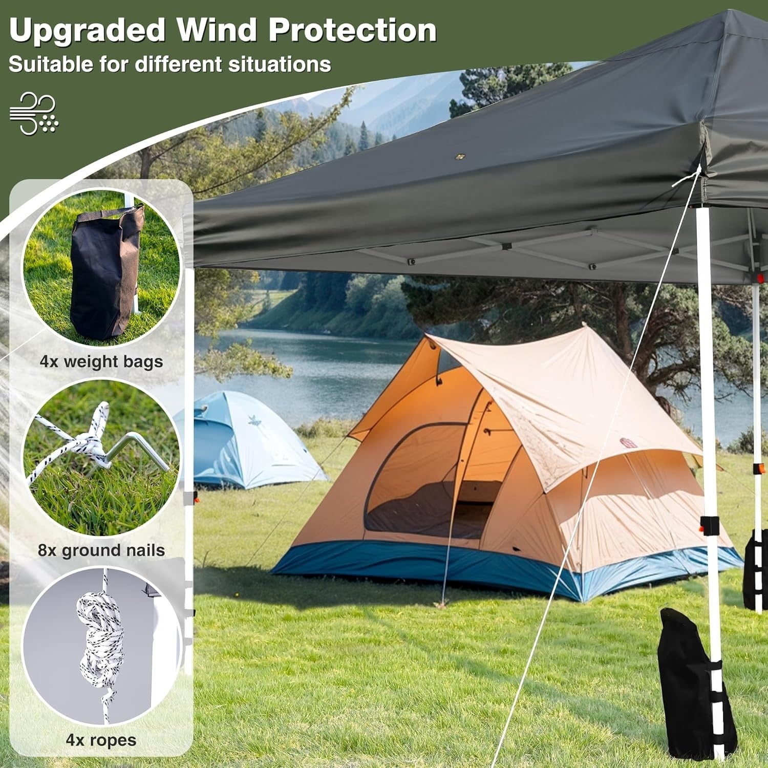 3x3M Dark Grey Pop Up Gazebo Waterproof Windproof Garden Camping Tent