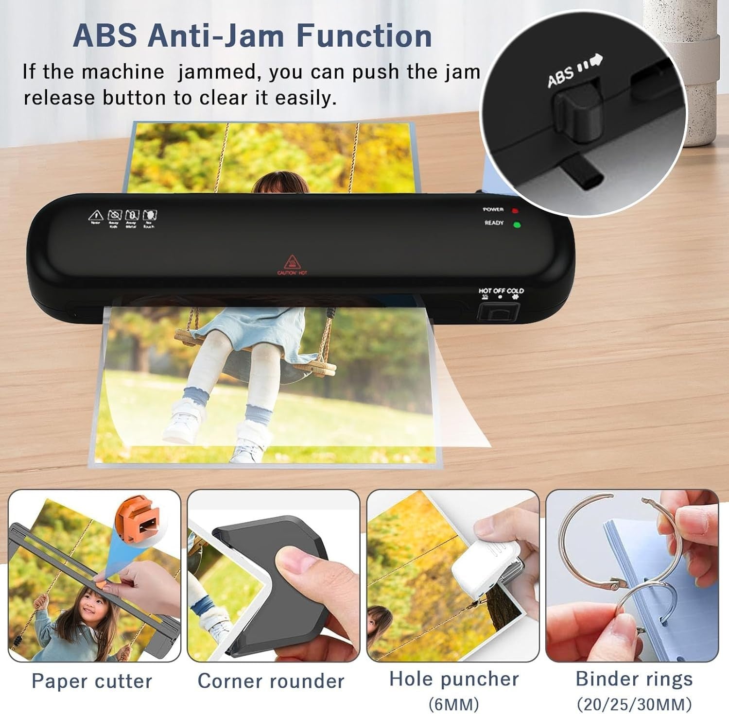 A4 Laminator Hot Cold 6-in-1 Portable Fast Warm Up No Bubble + 15 Pouches
